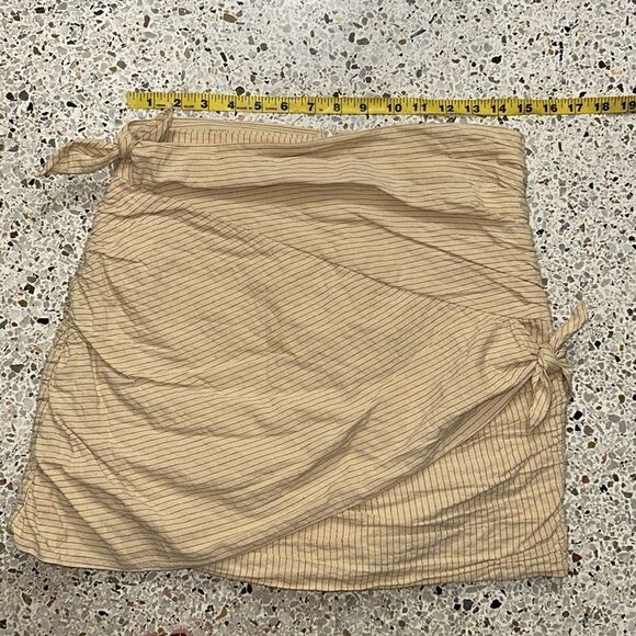 Zara tan nude linen draped summer mini skirt medium m - Picture 8 of 8